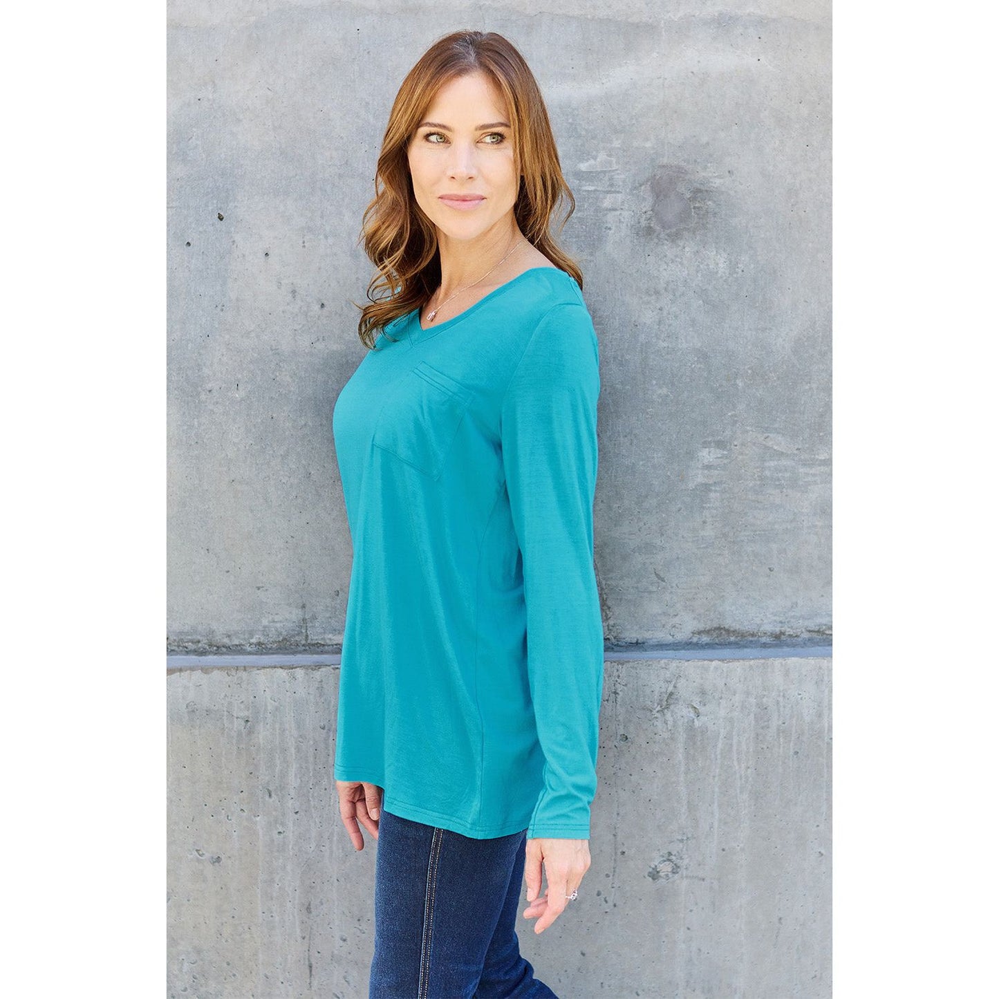 Basic Bae Full Size V-Neck Long Sleeve Top