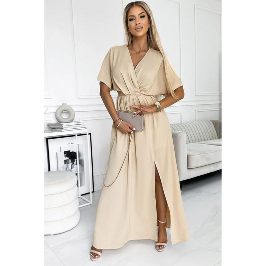 Surplice Neck Slit Maxi Dress