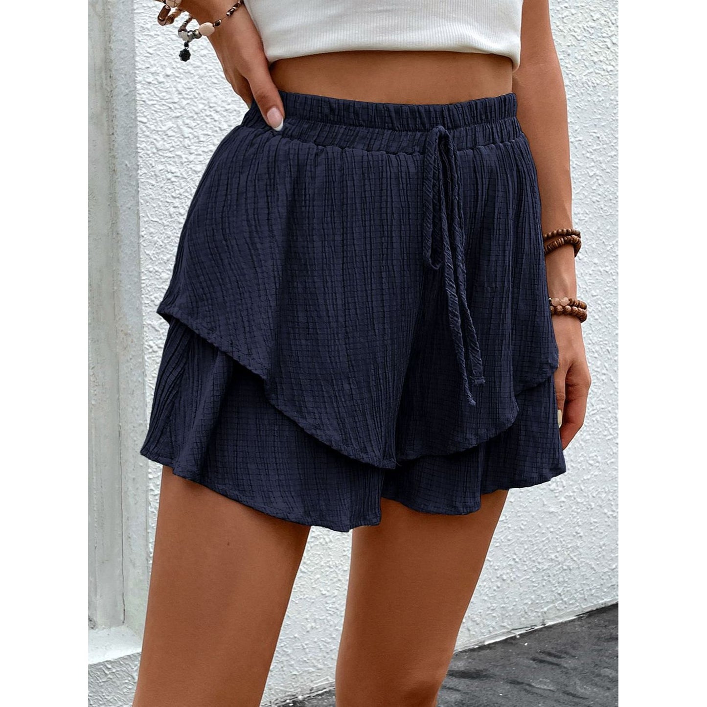 Perfee Tied Layered High Waist Shorts