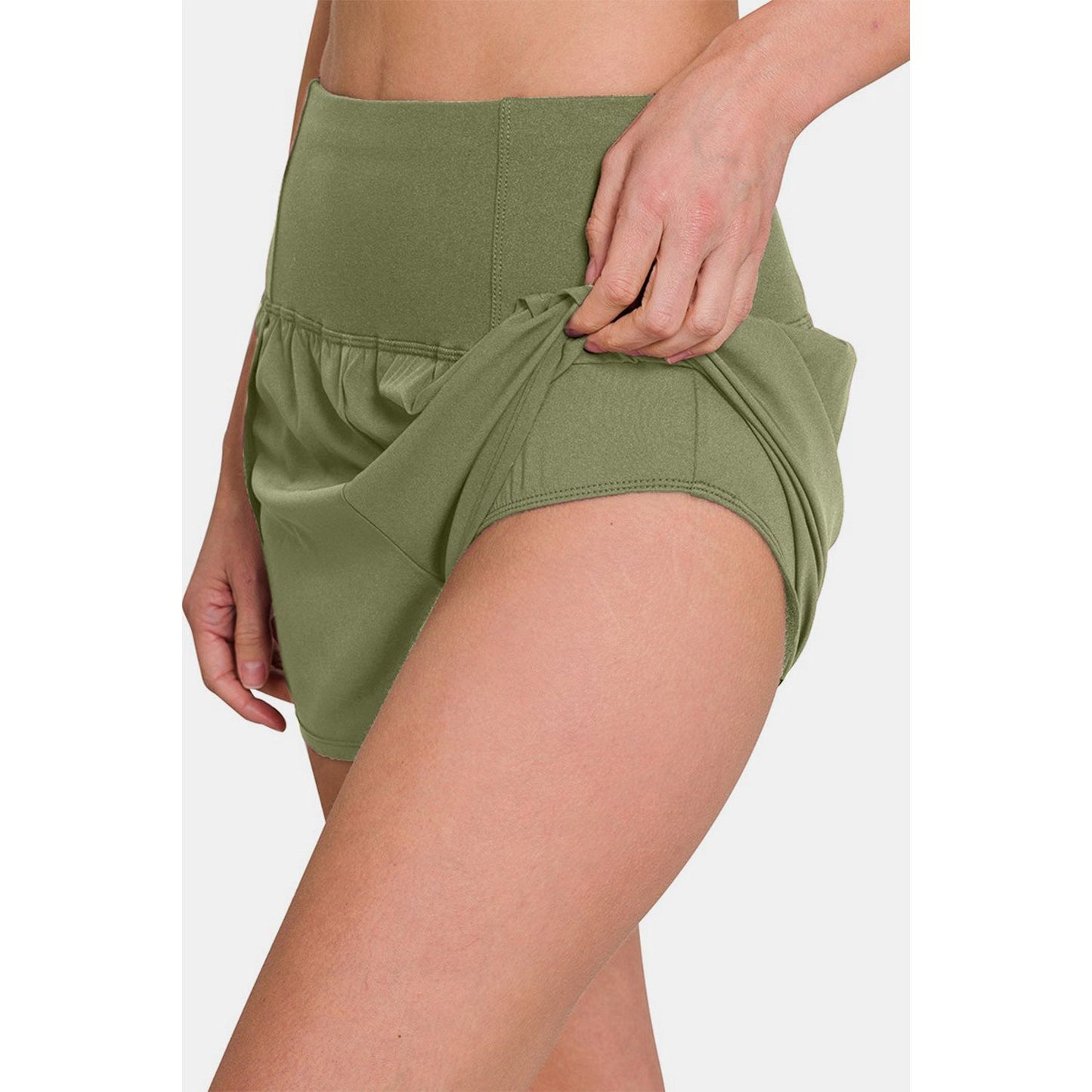 Zenana High-Waisted Zippered Back Pocket Active Shorts