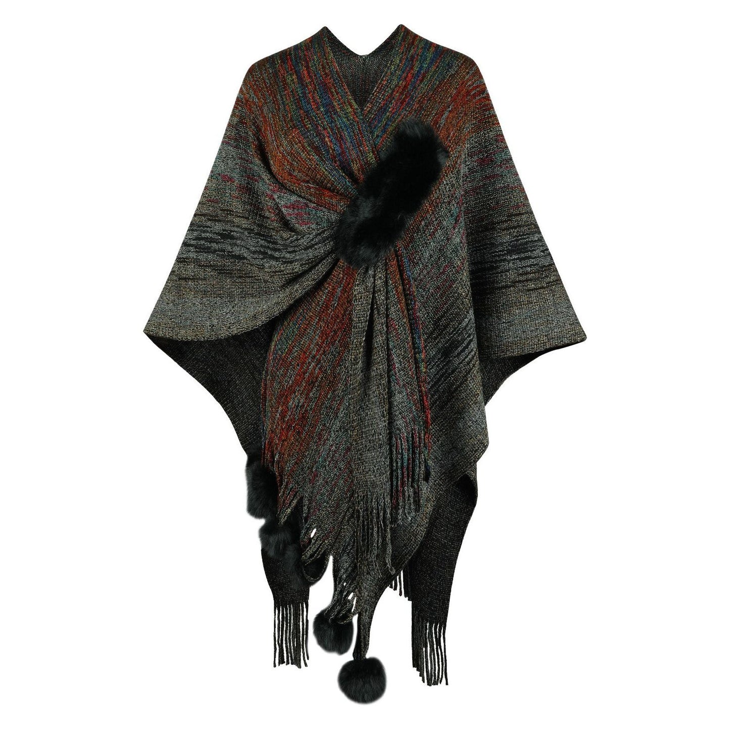 Heathered Fringe Hem Poncho