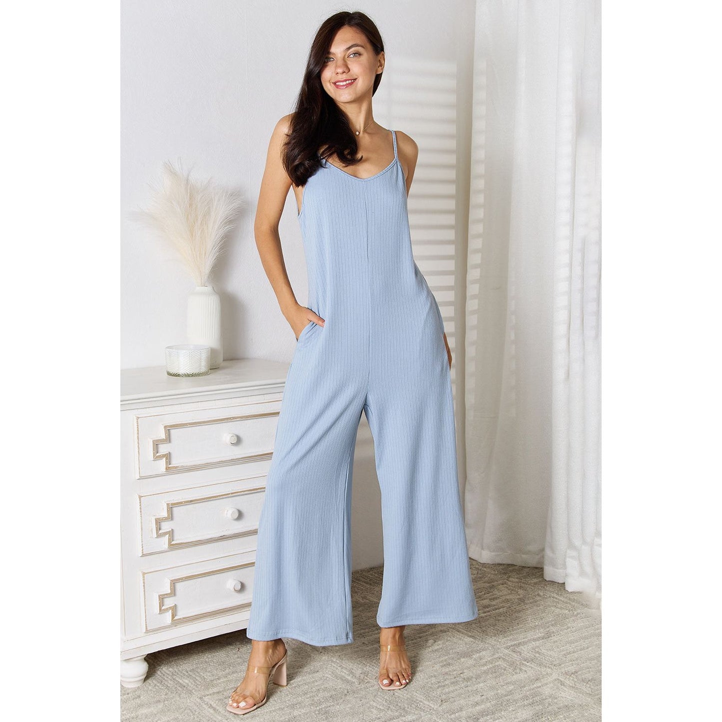 Basic Bae Full Size Spaghetti Strap V-Neck Jumpsuit