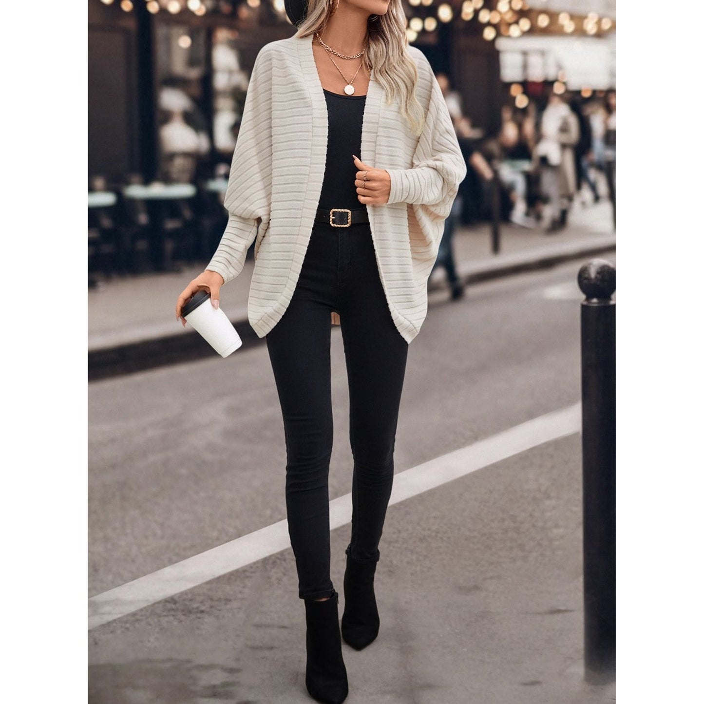 Open Front Batwing Sleeve Cardigan