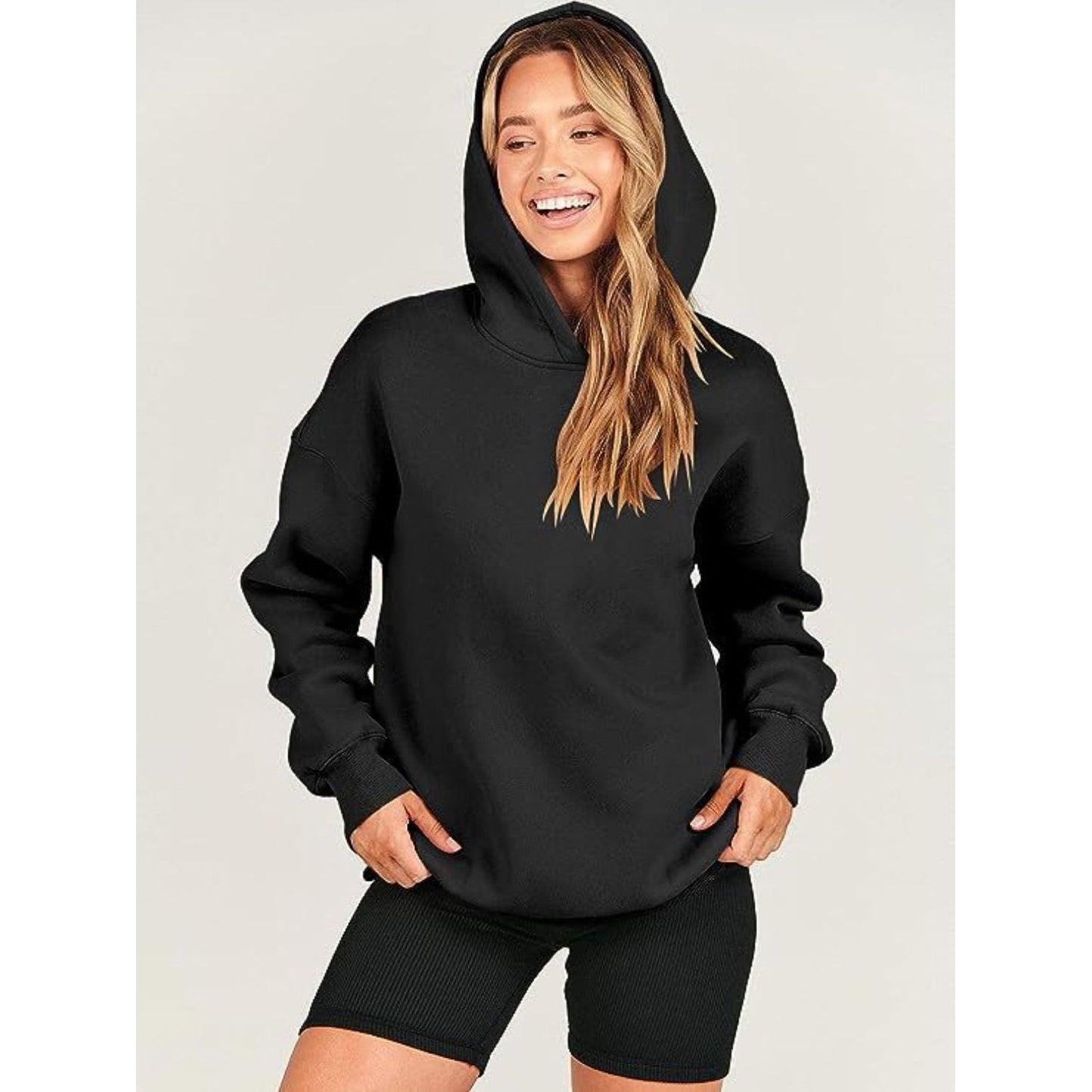 Dropped Shoulder Long Sleeve Hoodie