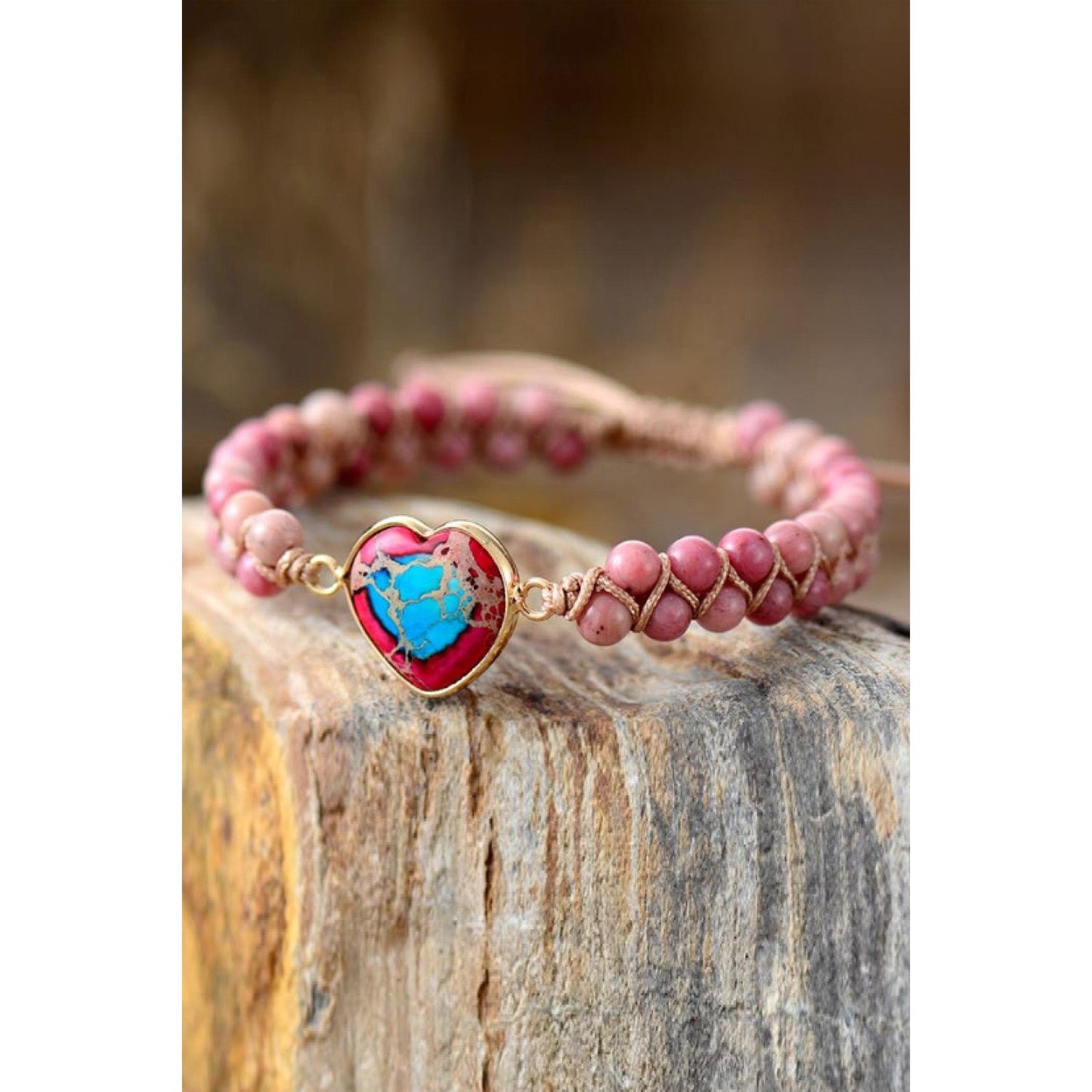 Handmade Heart Shape Natural Stone Bracelet