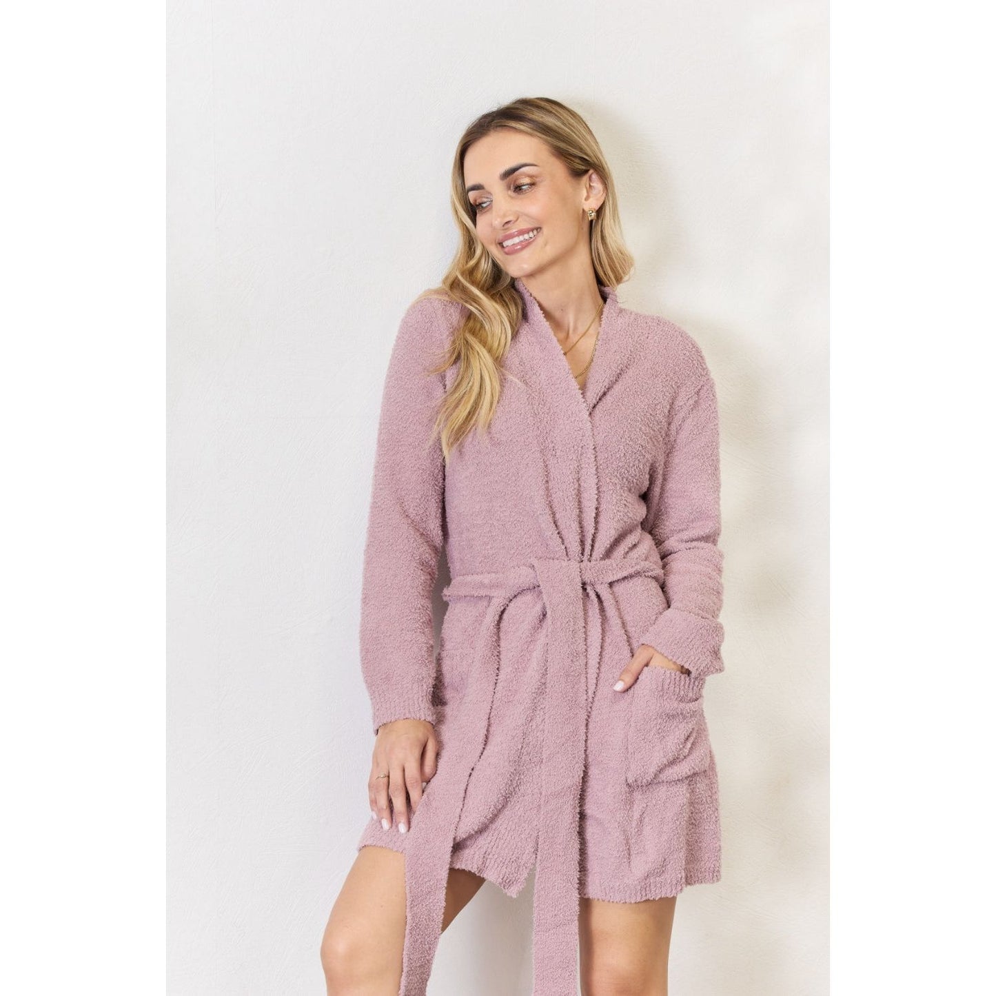 Hailey & Co Tie Front Long Sleeve Robe