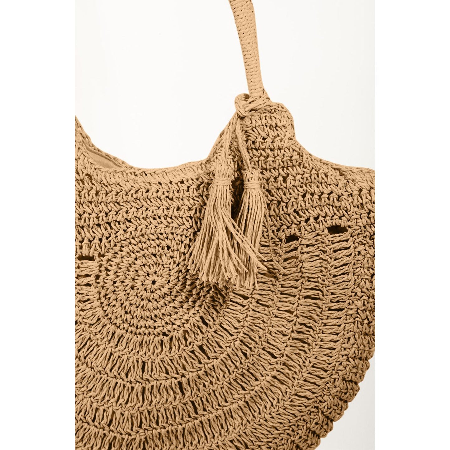 Fame Straw Braided Tote Bag with Tassel