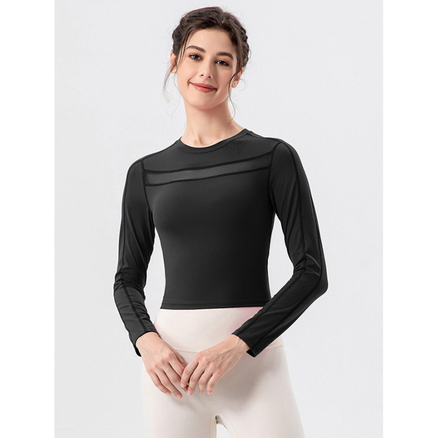 Round Neck Long Sleeve Active T-Shirt