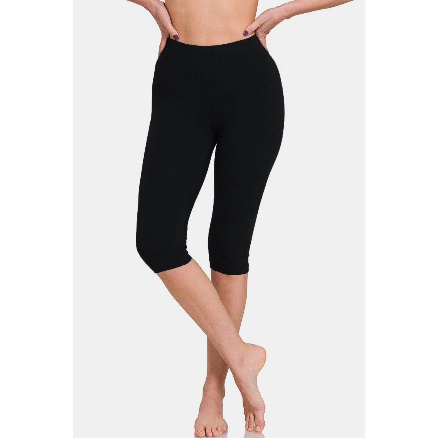 Zenana Full Size High Waist Capris