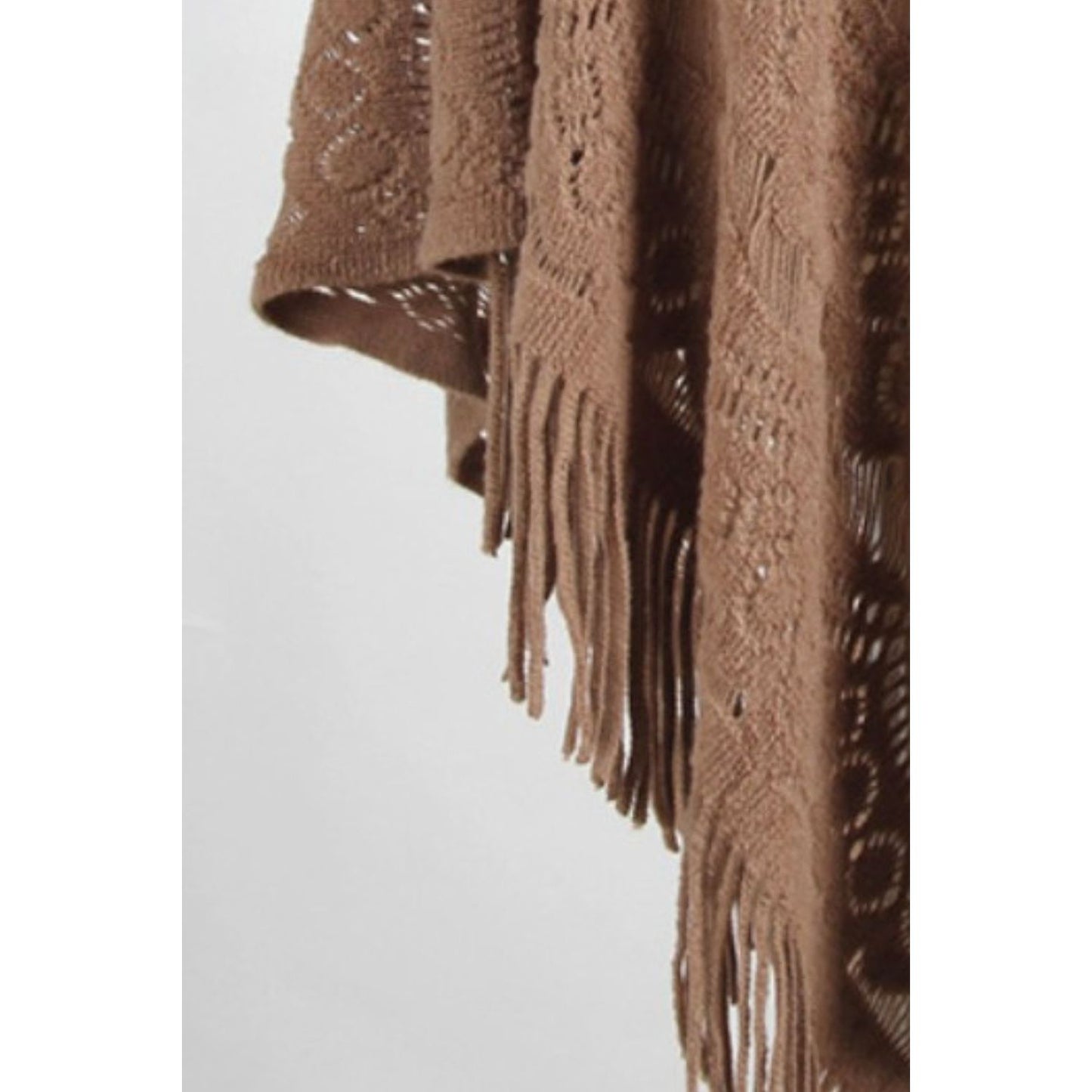 Fringe Openwork Surplice Cape Sleeve Poncho