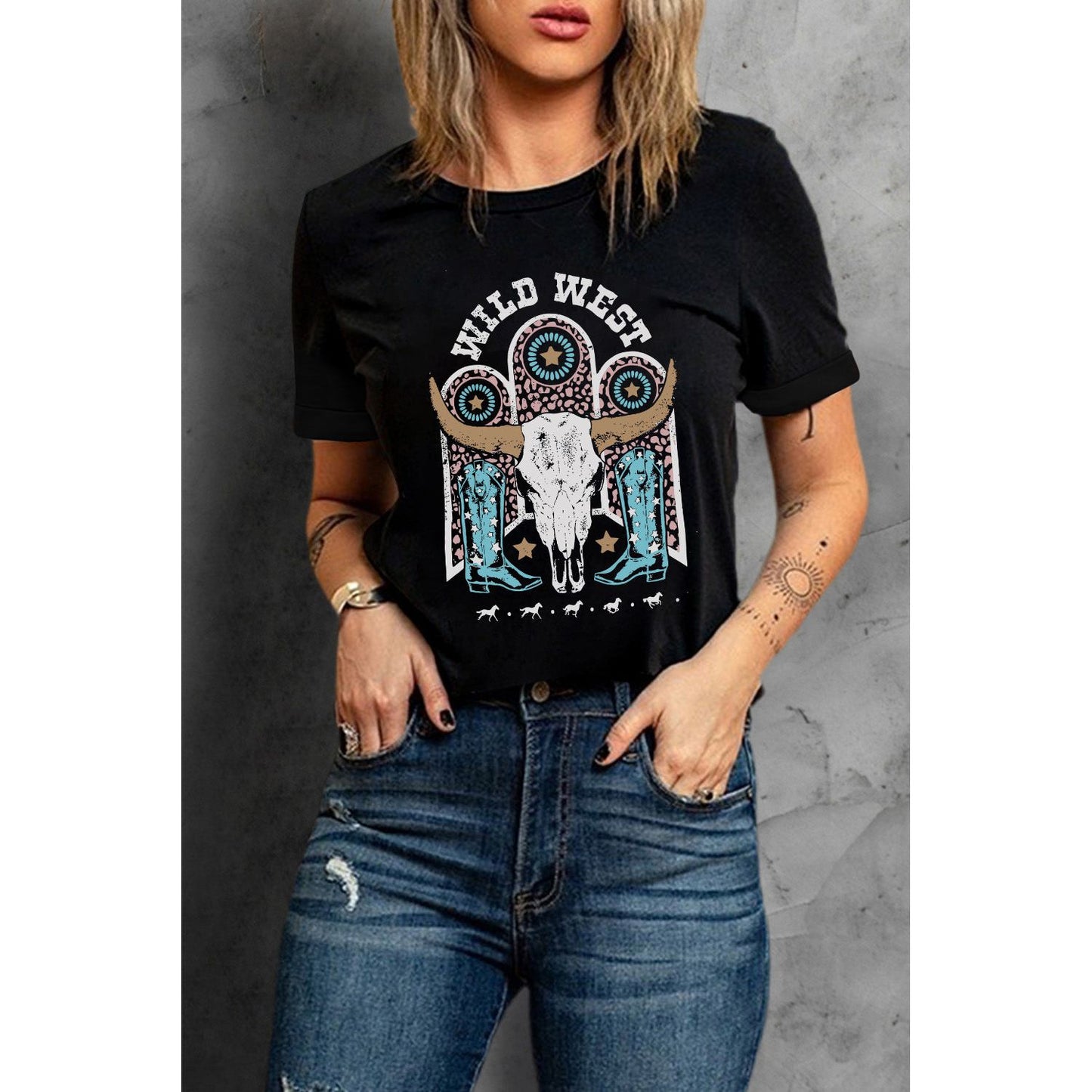 WILD WEST Graphic Short Sleeve Tee Shirt