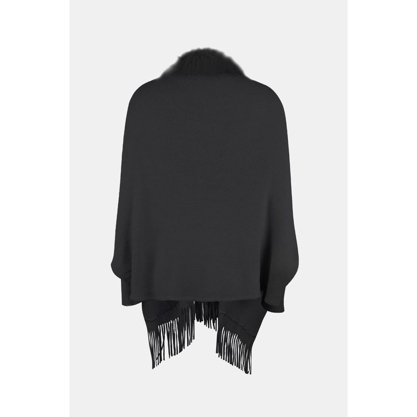 Fringe Open Front Long Sleeve Poncho