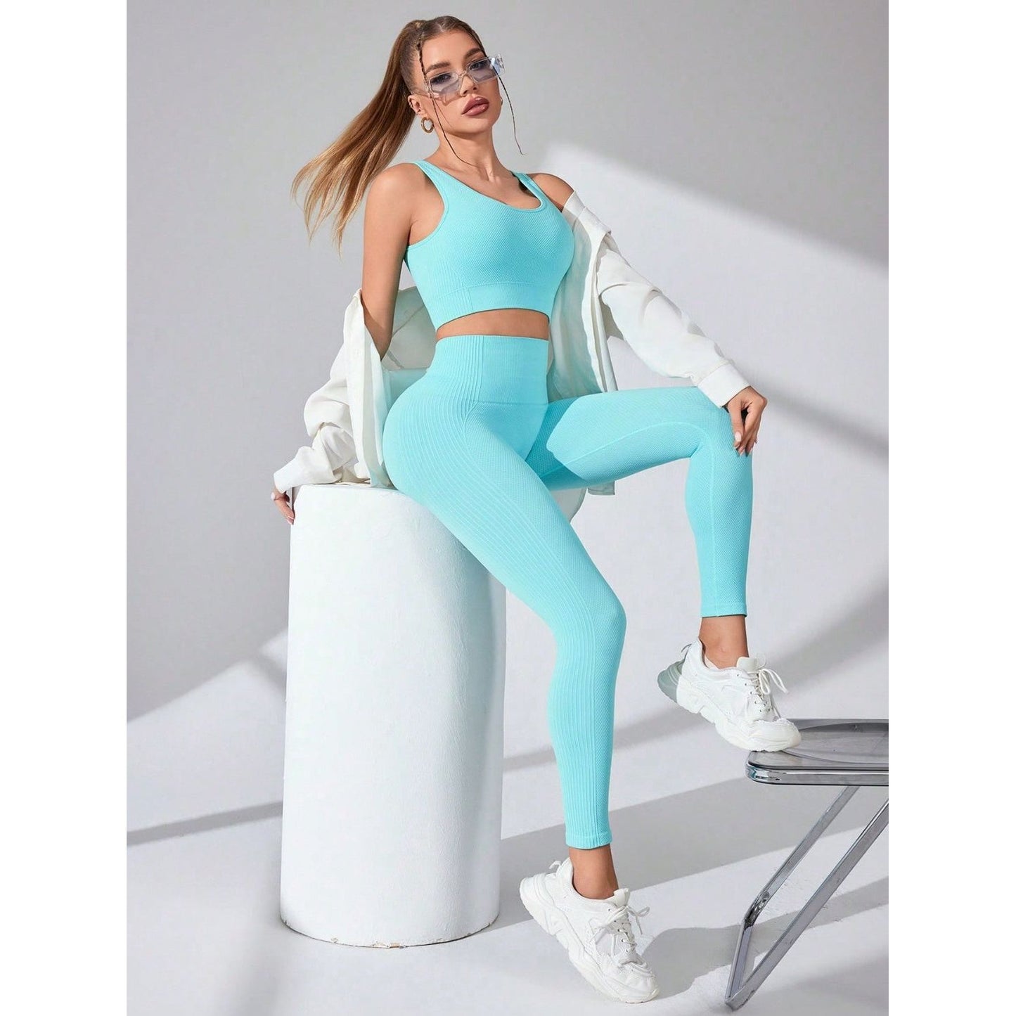 Scoop Neck Wide Strap Top and Pants Active Set