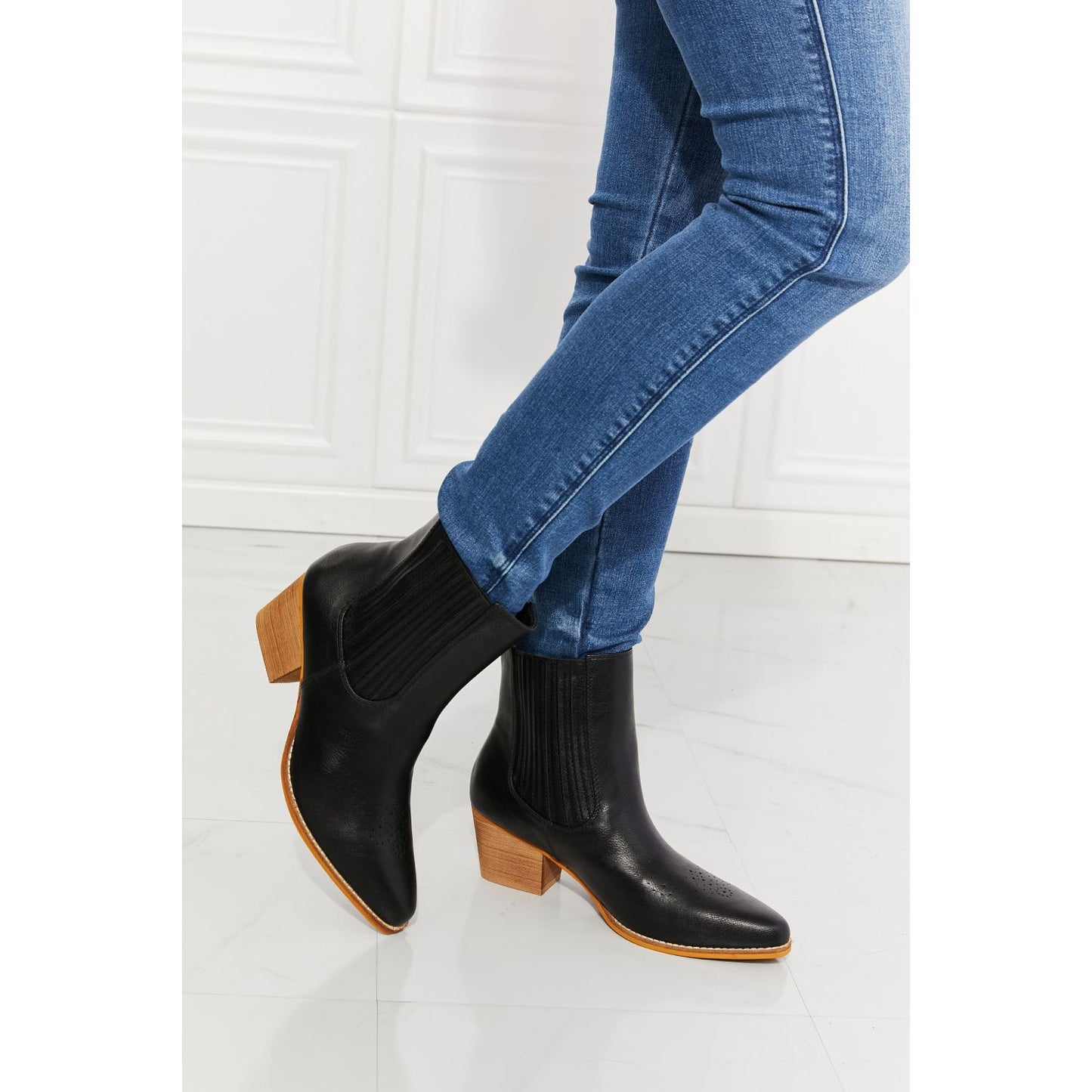 MMShoes Love the Journey Stacked Heel Chelsea Boot in Black