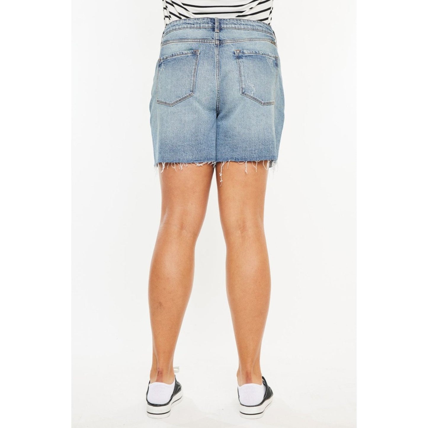 Kancan Full Size Raw Hem High Waist Denim Shorts