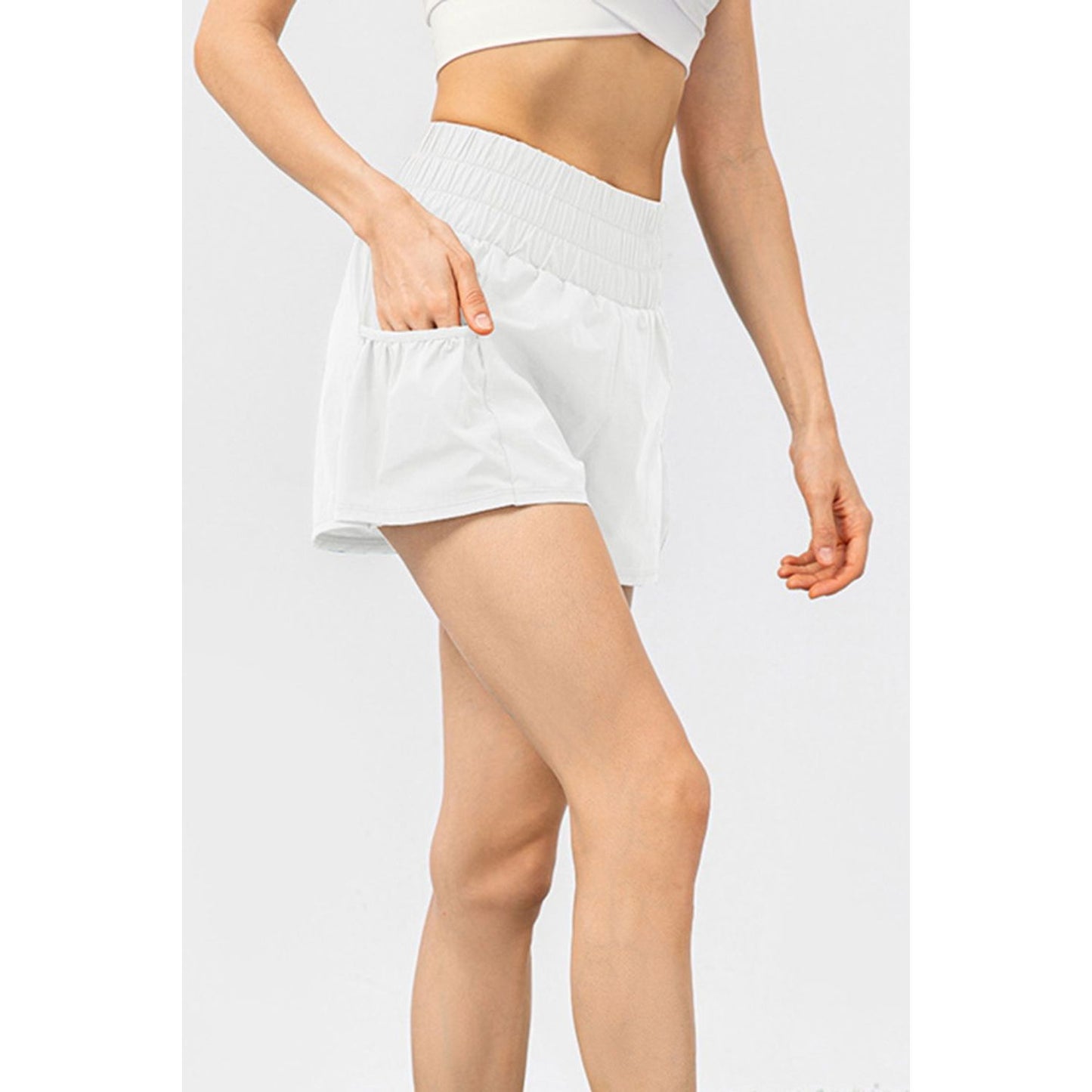 Elastic Waist Pocketed Active Shorts