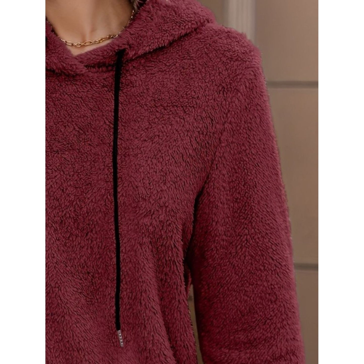 Fuzzy Long Sleeve Hoodie