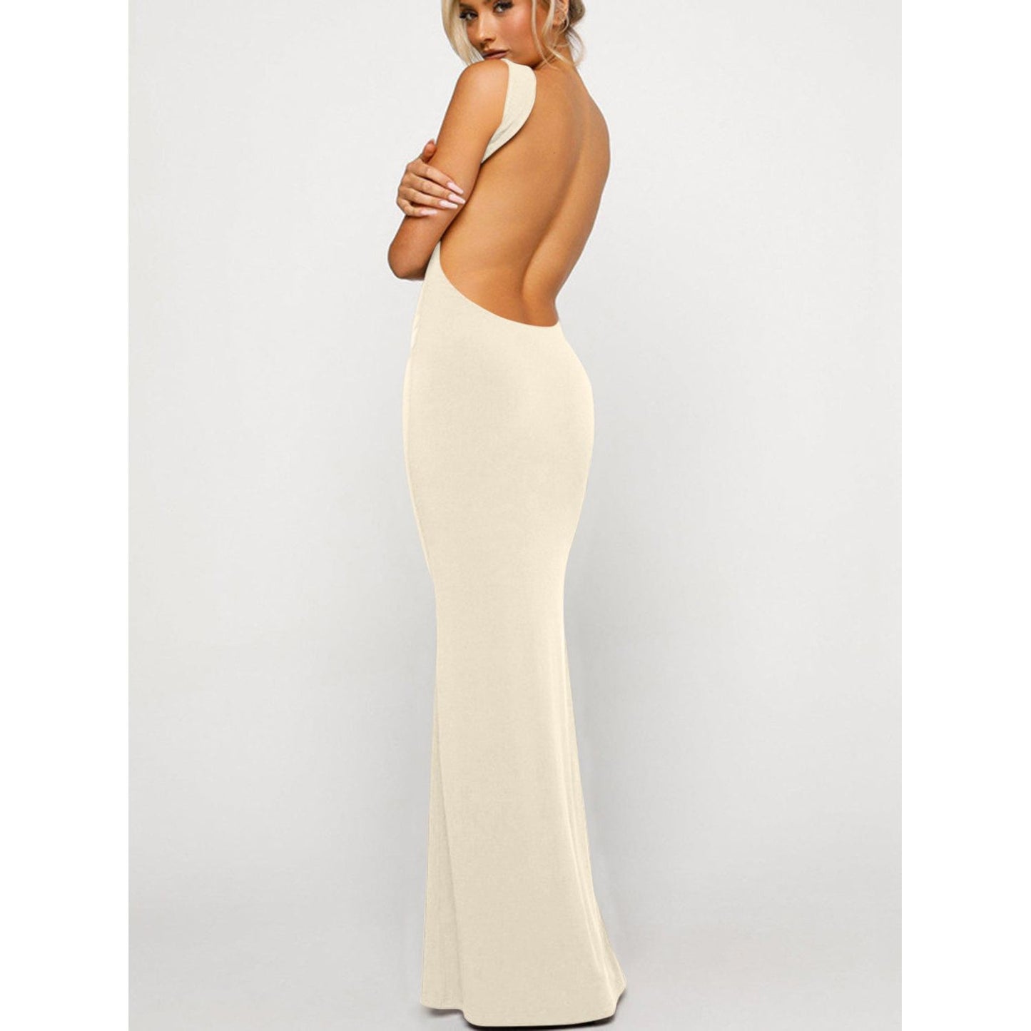 Backless Wide Strap Maxi Dress