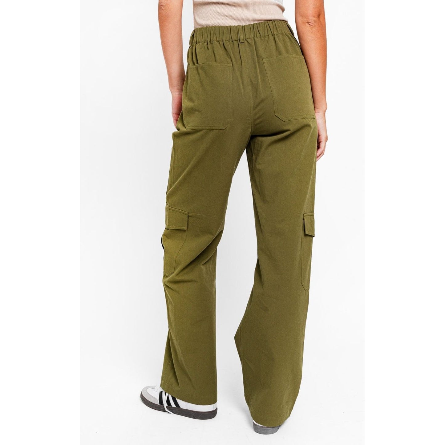 Le Lis High Waisted Wide Leg Cargo Pants with Pockets