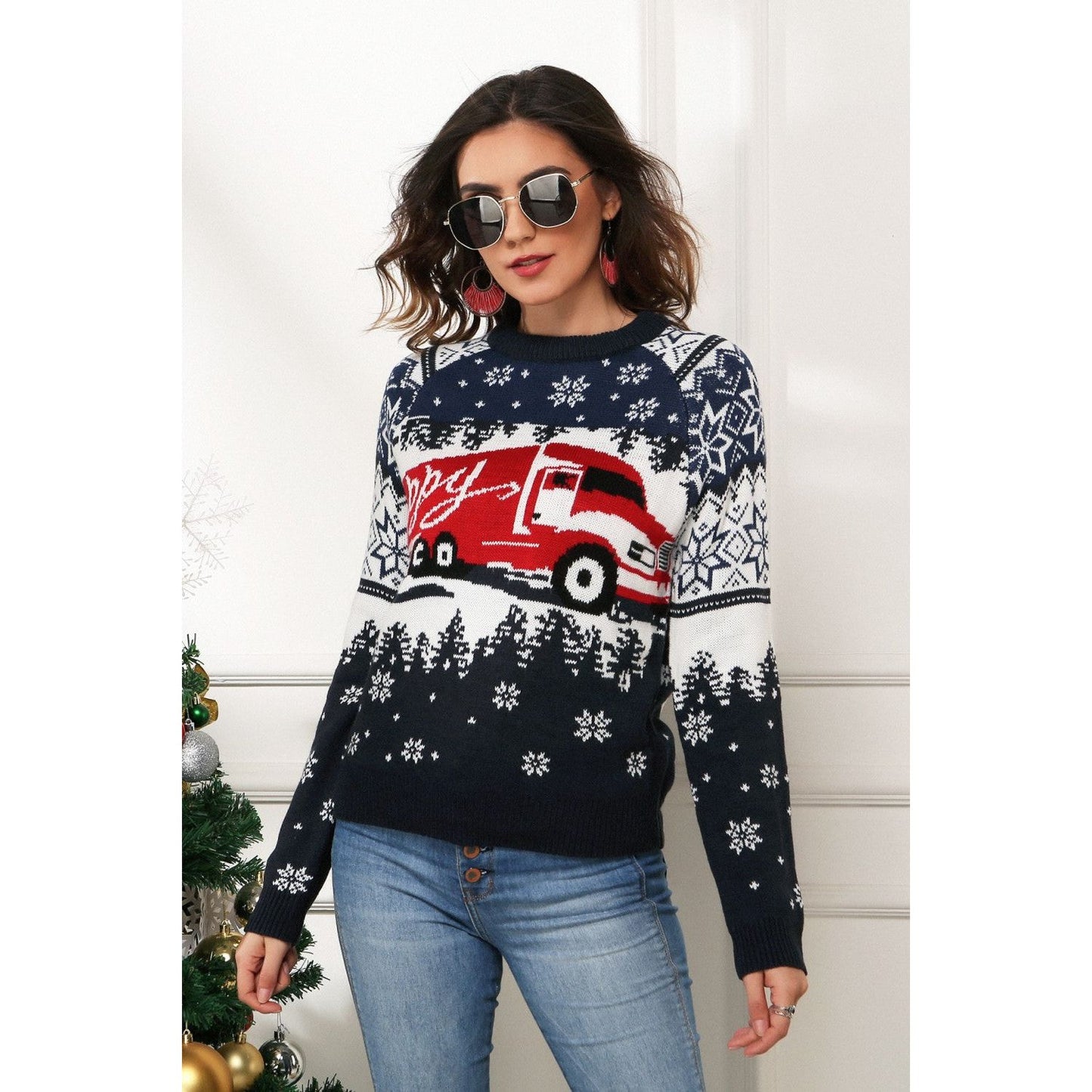 HAPPY Christmas Raglan Sleeve Sweater