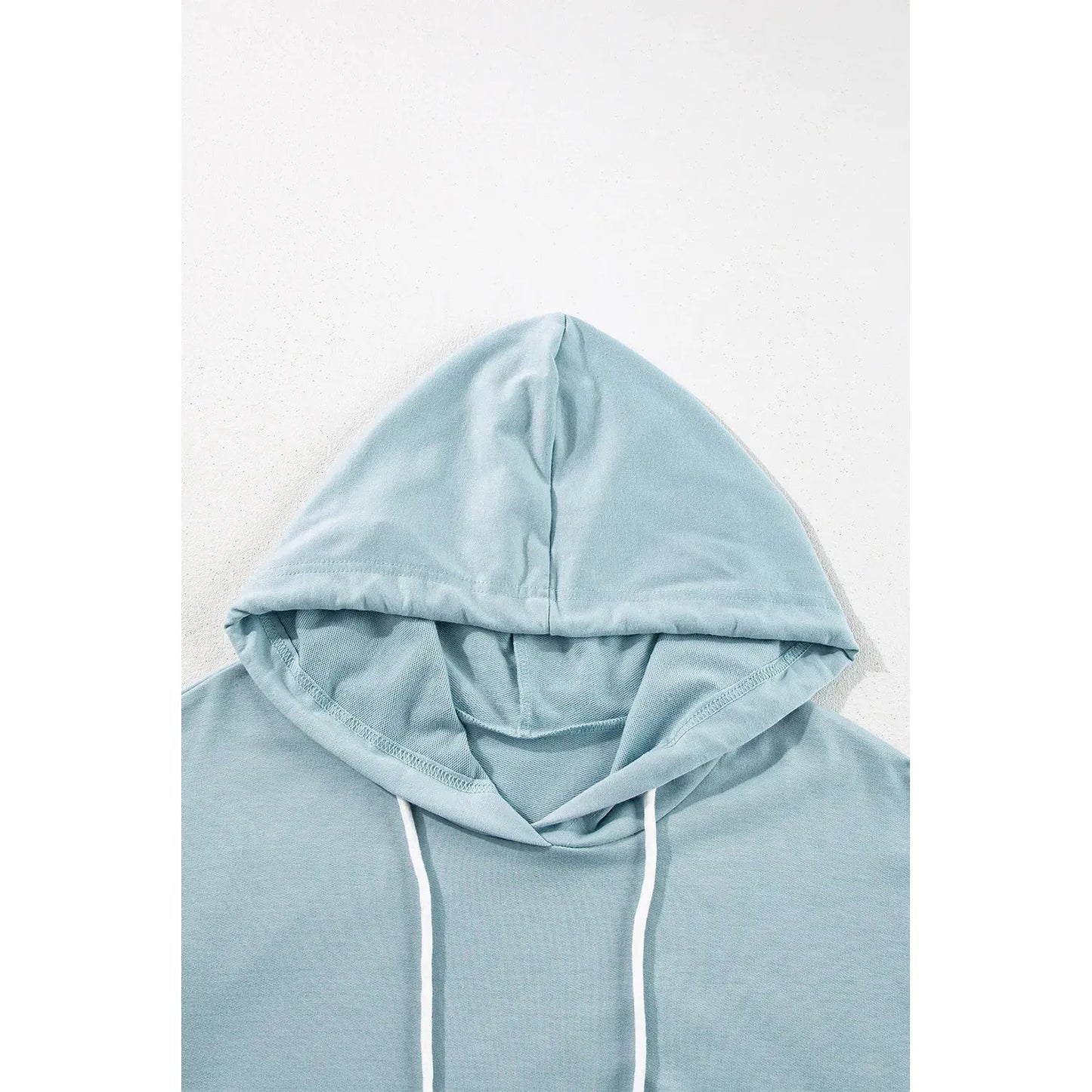 Drawstring Ruffled Dropped Shoulder Long Sleeve Hoodie