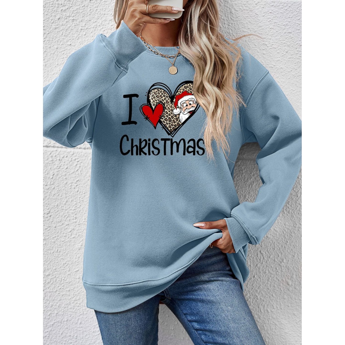 CHRISTMAS Graphic Round Neck Sweatshirt