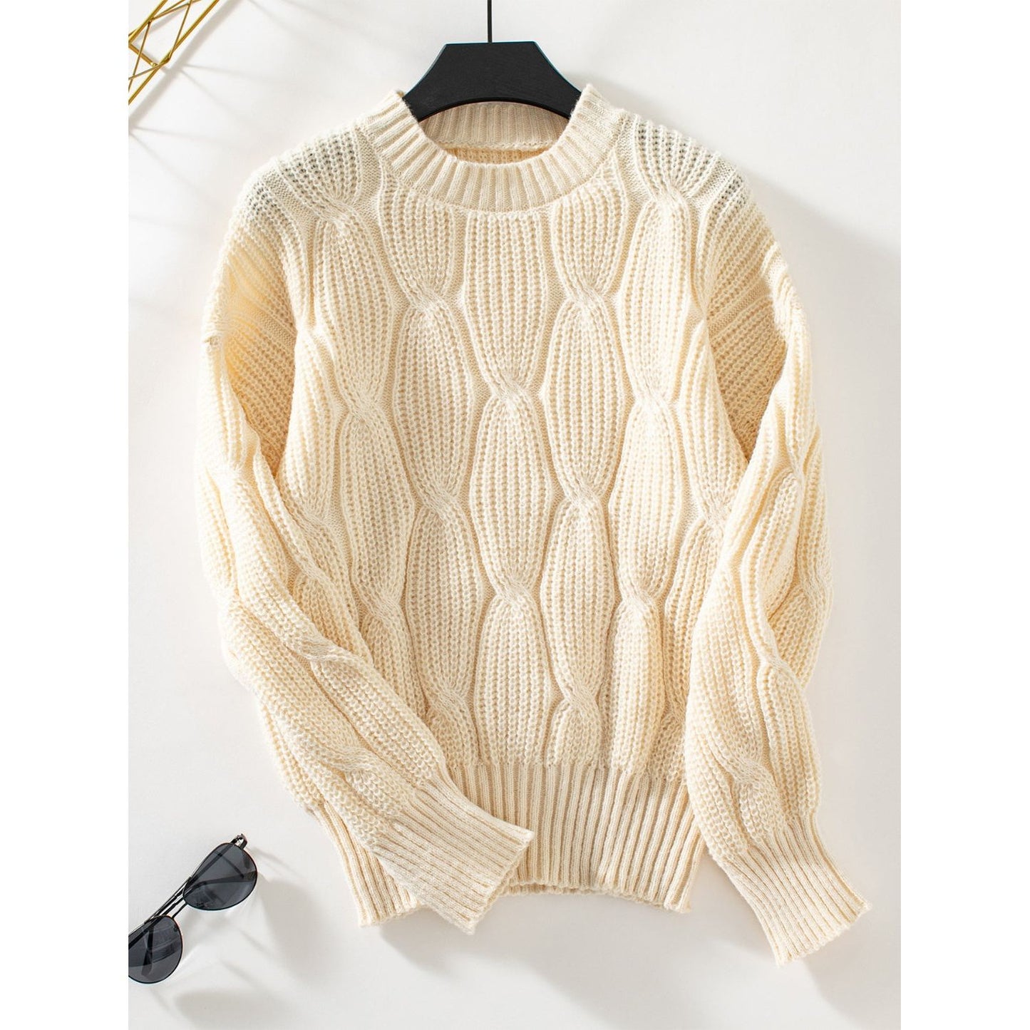 Round Neck Dropped Shoulder Sweater