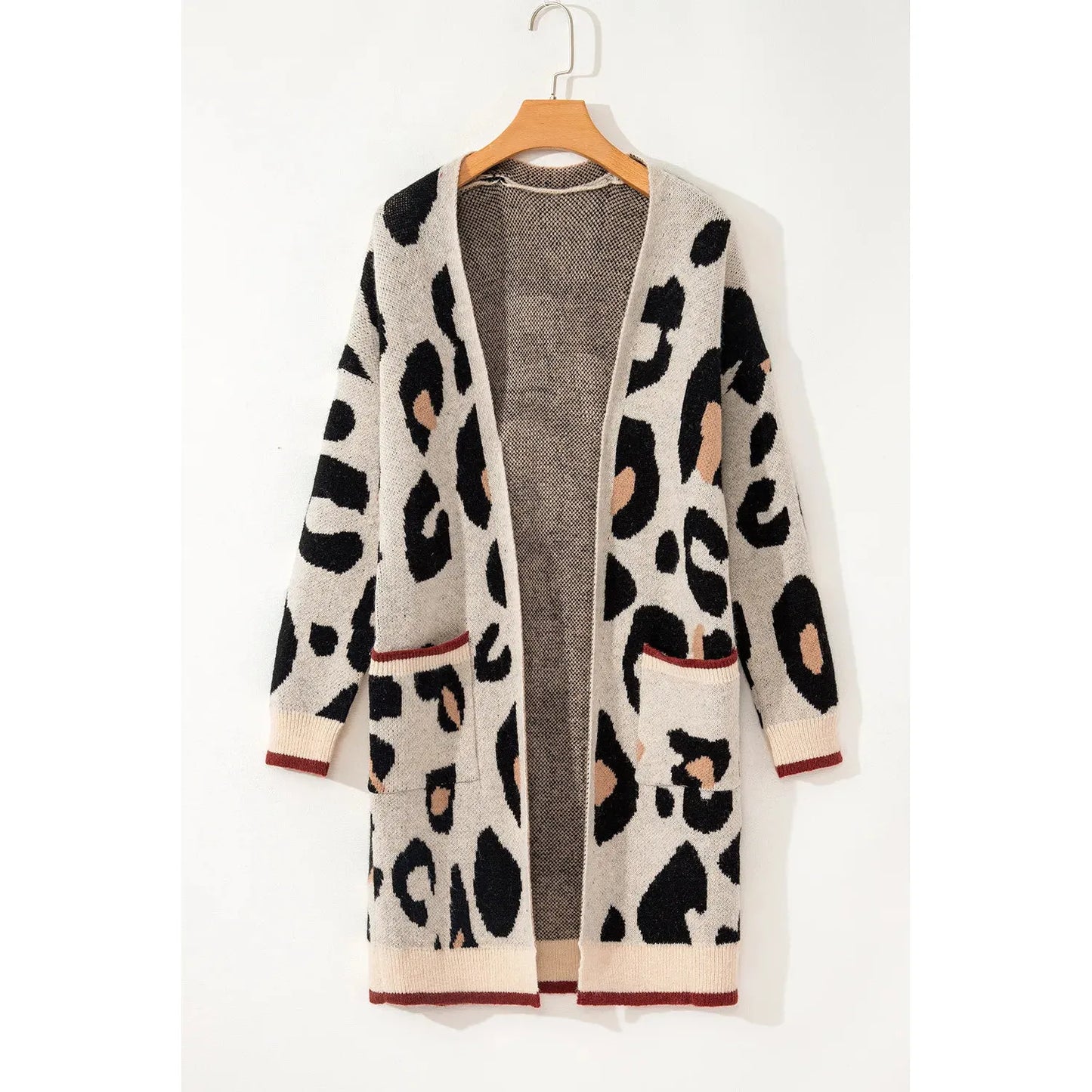 Leopard Open Front Long Sleeve Cardigan