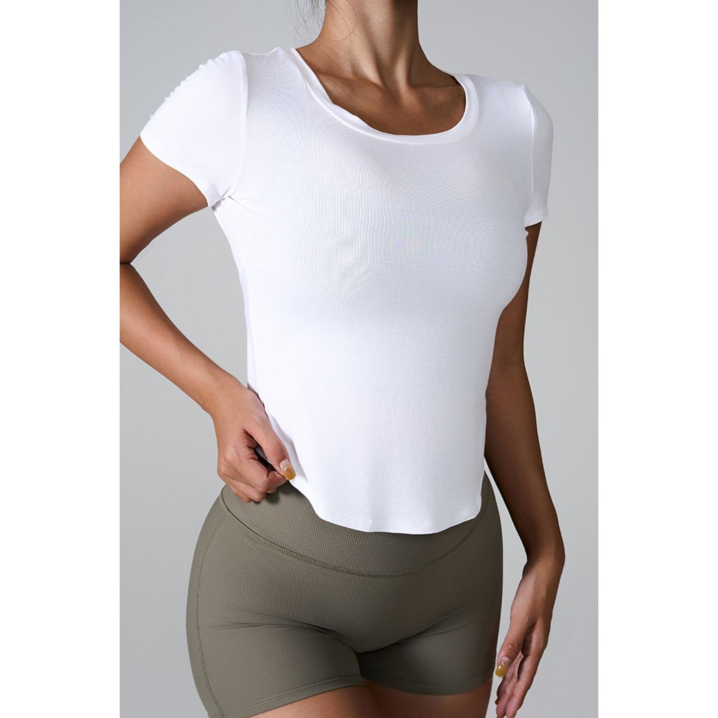 Cutout Round Neck Short Sleeve Active T-Shirt