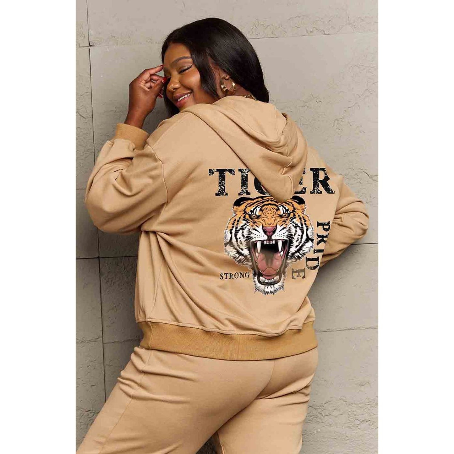 Simply Love Full Size TIGER STRONG PRIDE Graphic Hoodie