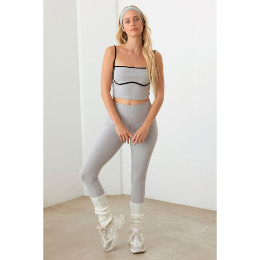 Le Lis Ribbed Crop Cami and High Waist Brushed Leggings Set