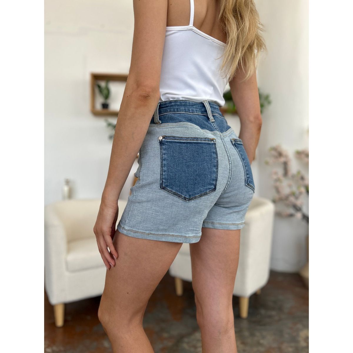 Judy Blue Full Size Color Block Denim Shorts