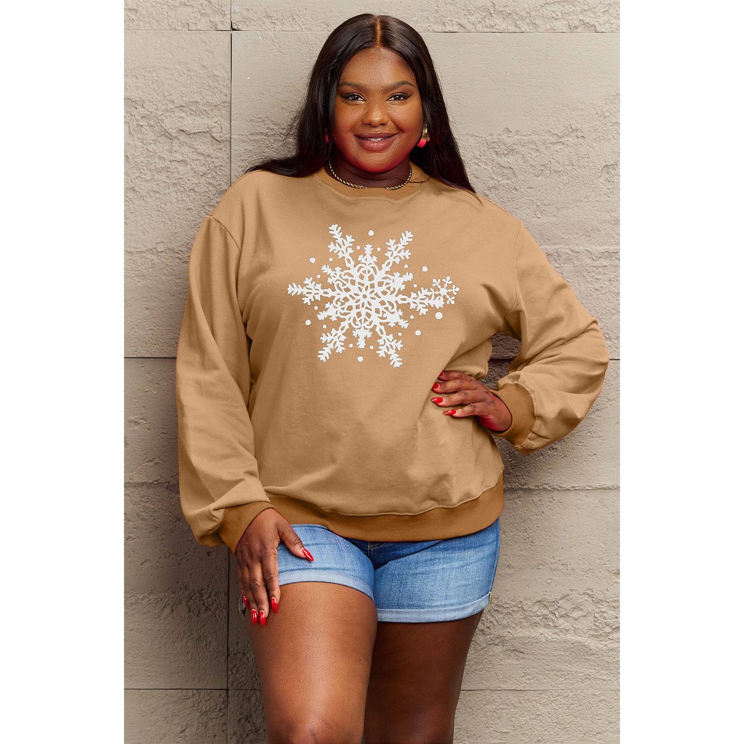 Simply Love Full Size Snowflake Graphic Sweatshirt