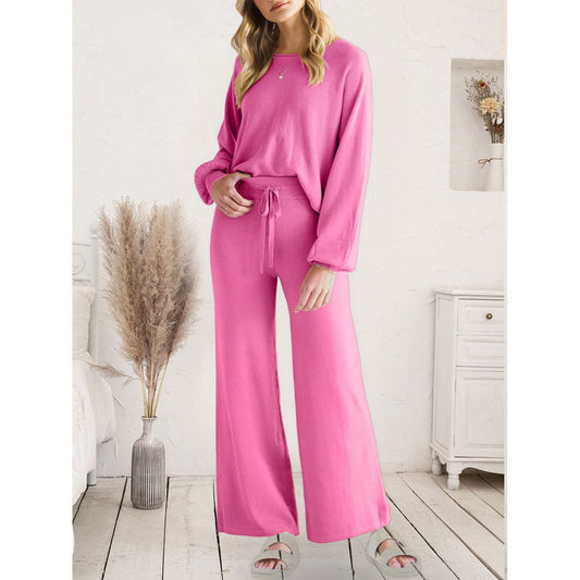 Long Sleeve Lounge Top and Drawstring Pants Set