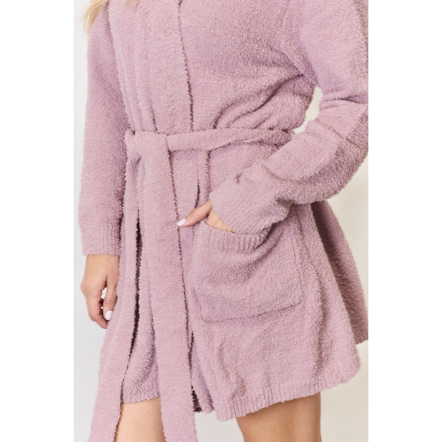 Hailey & Co Tie Front Long Sleeve Robe