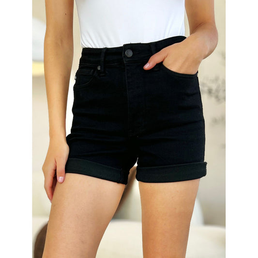 Judy Blue Full Size High Waist Tummy Control Cuffed Denim Shorts