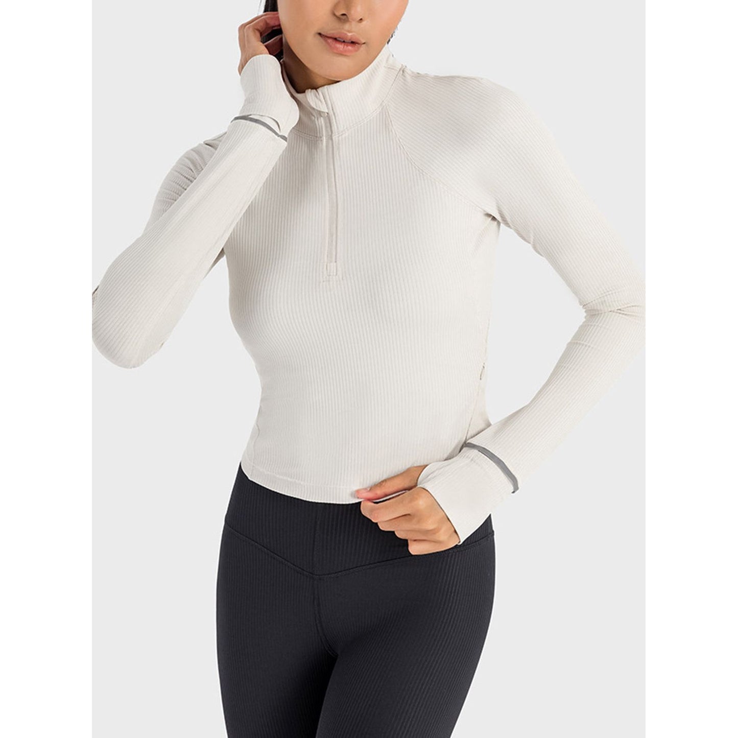 Mock Neck Half Zip Long Sleeve Sport Top