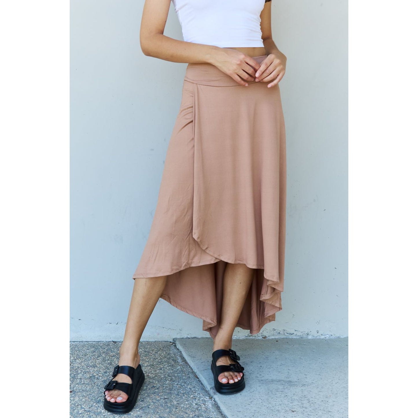 Ninexis First Choice High Waisted Flare Maxi Skirt in Camel