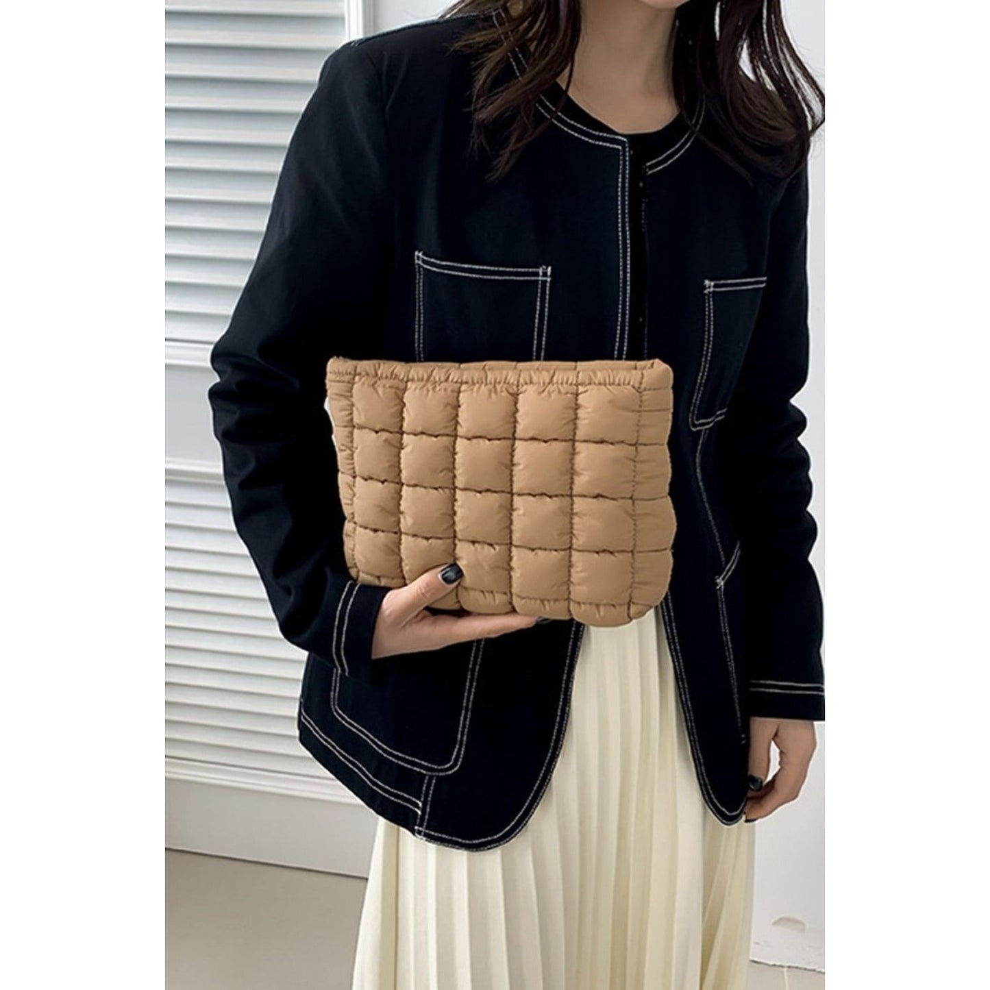 Zenana Quilted Puffy Pouch Clutch Bag