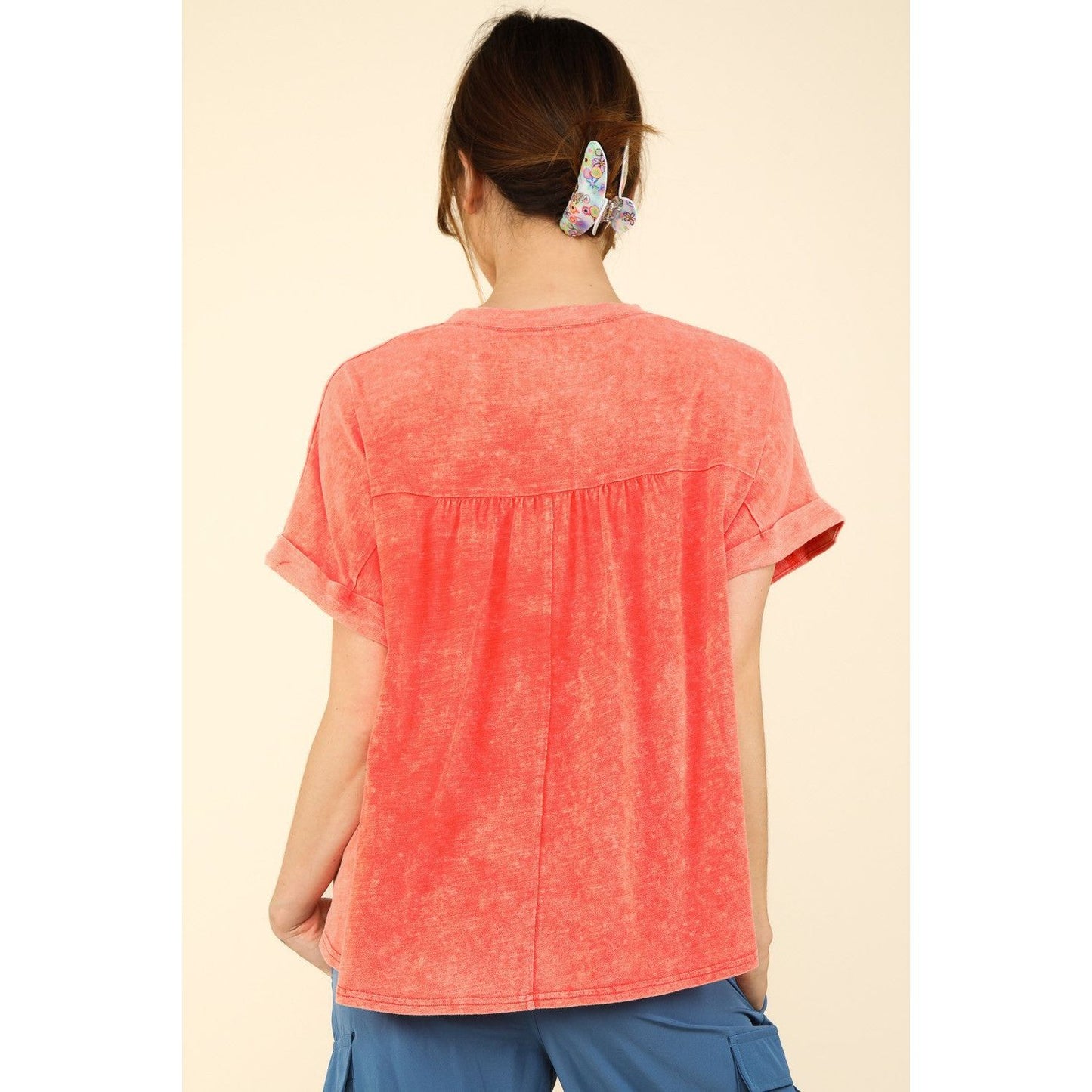 VERY J Nochted Short Sleeve Washed T-Shirt