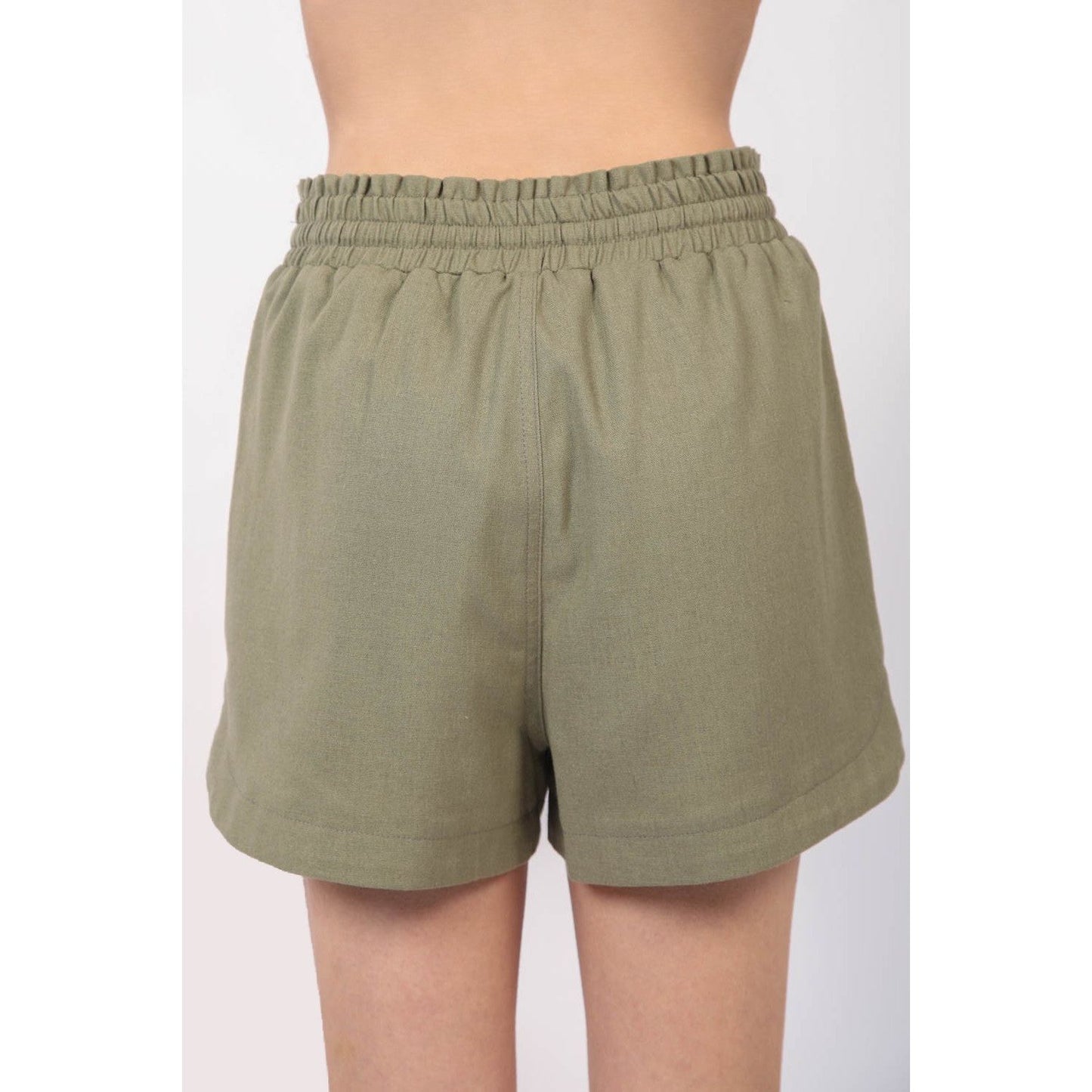 VERY J Drawstring Elastic Waist Linen Shorts