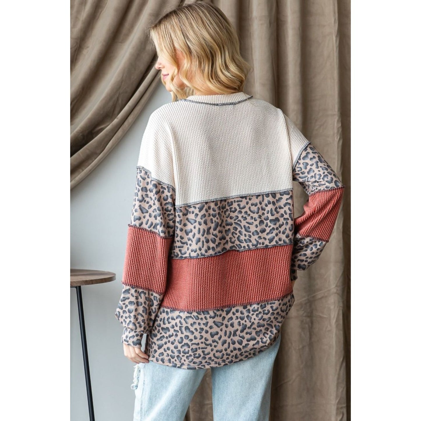 Heimish Color Block Long Sleeve Exposed Seam Top