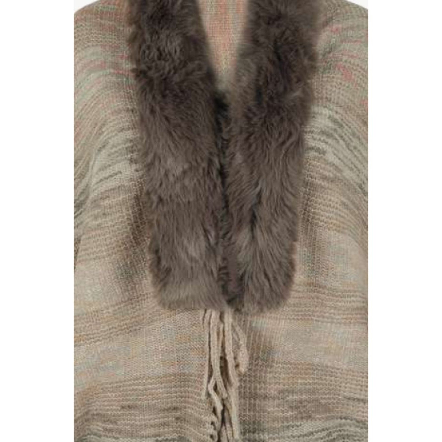 Open Front Fringe Hem Poncho