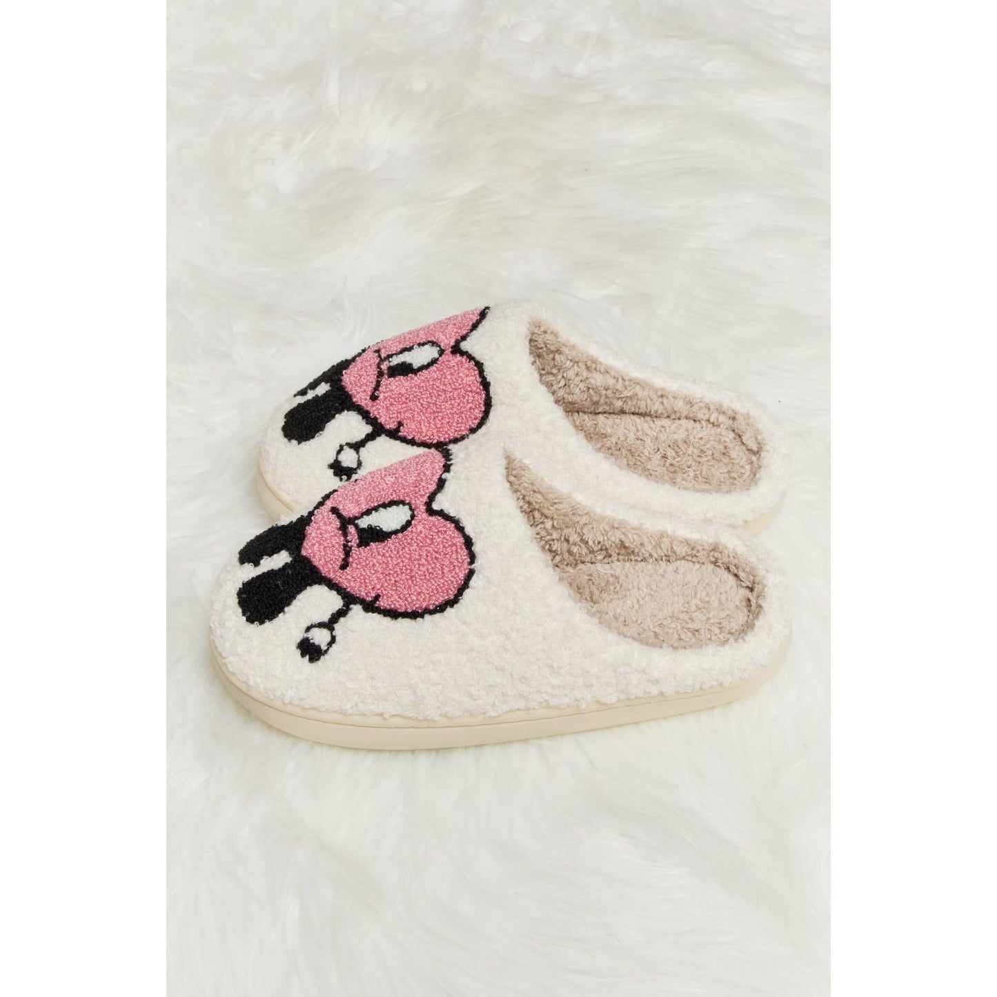 Melody Love Heart Print Plush Slippers