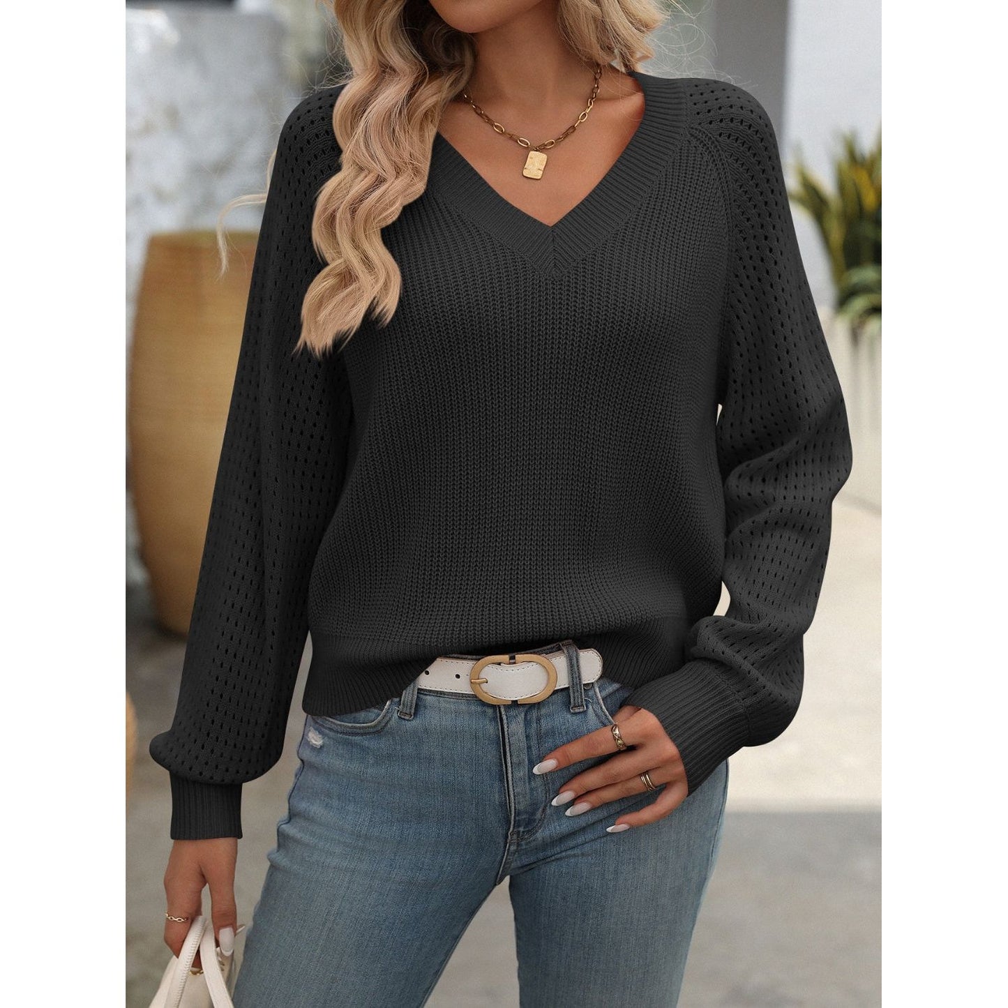 Mandy V-Neck Long Sleeve Sweater