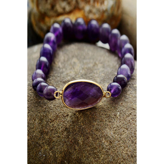 Handmade Amethyst Beaded Bracelet