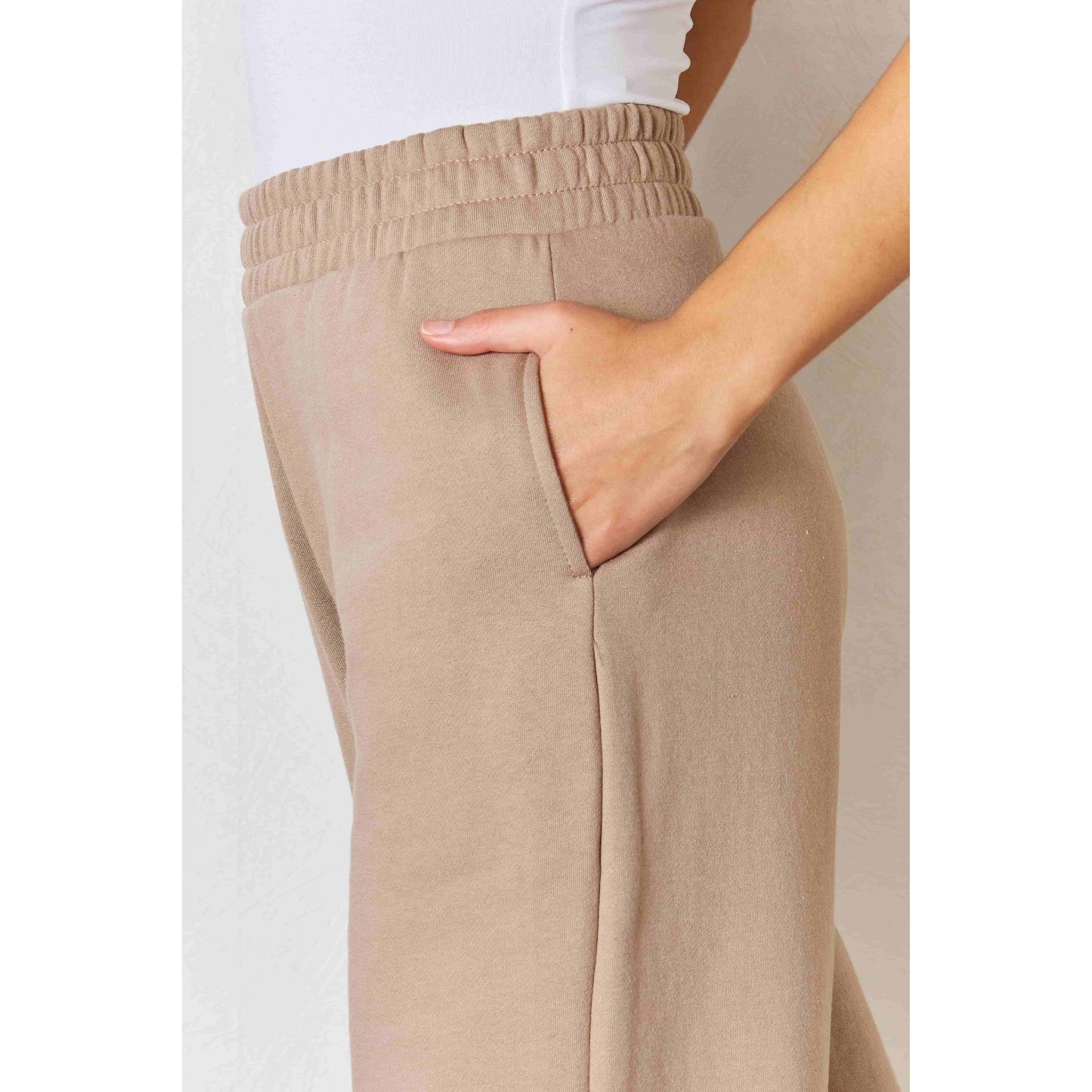 RISEN Wide Waistband Slit Wide Leg Pants