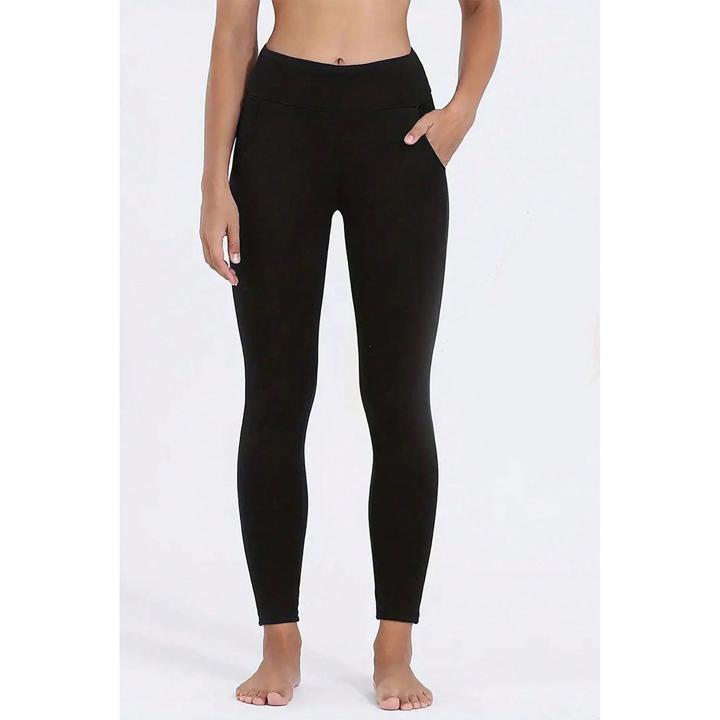 High Waist Wide Waistband Fleece Leggings