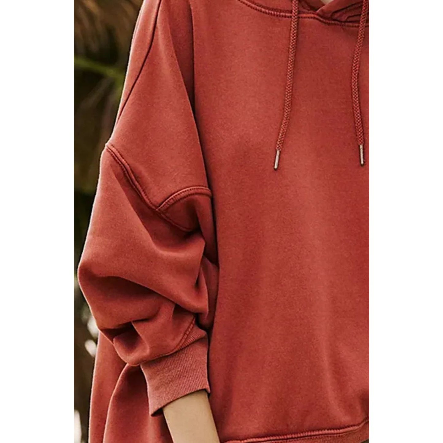 Drawstring Dropped Shoulder Long Sleeve Hoodie