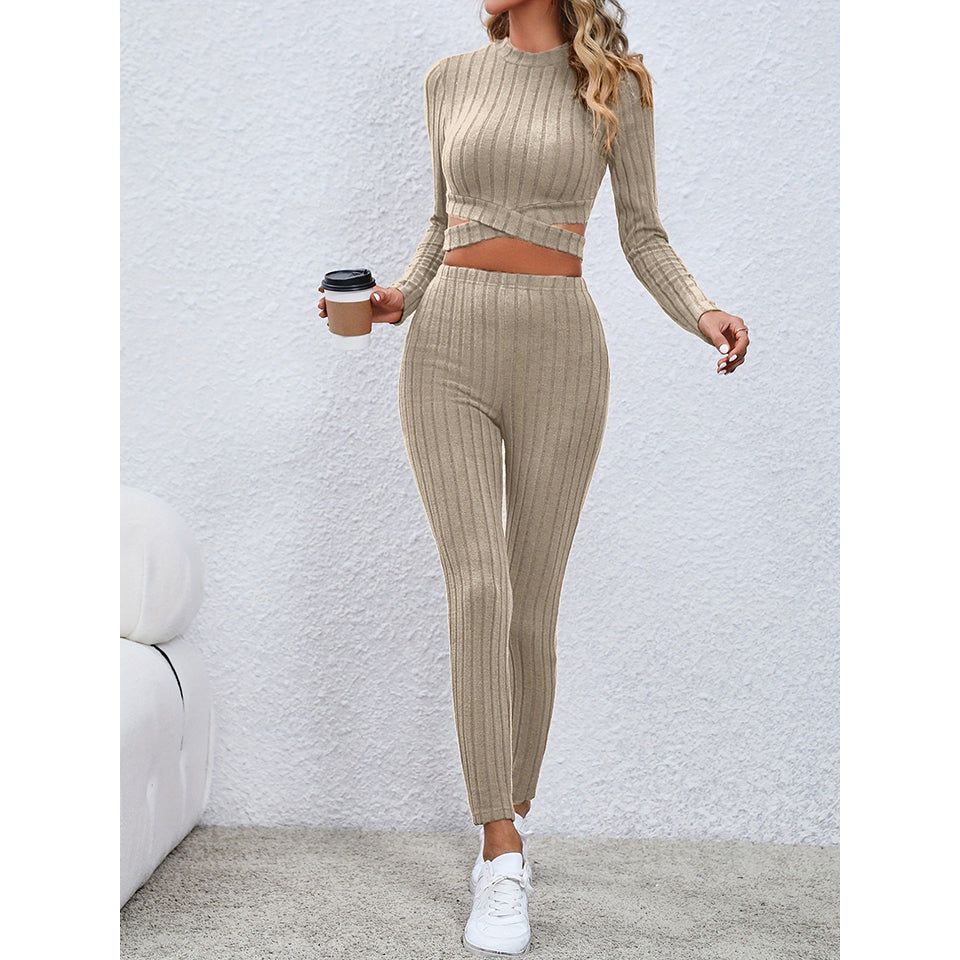 Crisscross Knit Top and Leggings Set